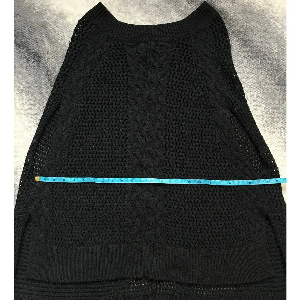 Allsaints Open Knit Erbus Black Pullover Hi Low Cape  Size 4 - 6 Small - Picture 10 of 11